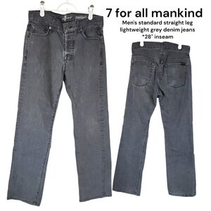 7 for all mankind men's standard straight leg jeans W 29 L 28 button fly grey